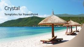  Presentation with pacific - Colorful presentation enhanced with travel vietnam - beach scene tropics pacific ocean backdrop and a light blue colored foreground