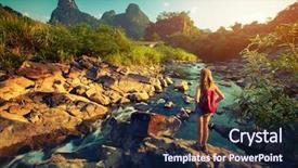 Presentation with rock - PPT layouts enhanced with travel vietnam - lady hiker standing background and a wine colored foreground