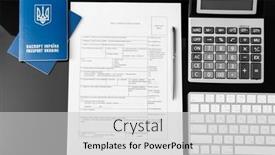  Presentation with immigration - Presentation design with travel-visa-application-form-immigration background and a light gray colored foreground