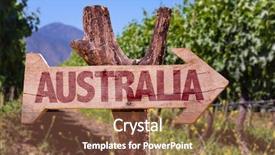  Presentation with winery - Cool new PPT theme with travel wales - australia wooden sign with winery backdrop and a tawny brown colored foreground
