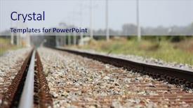  Presentation with railroad - Cool new PPT theme with travel wales - country railroad griffith nsw australia backdrop and a sky blue colored foreground