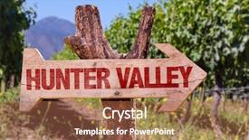  Presentation with winery - PPT layouts having travel wales - hunter valley wooden sign background and a red colored foreground