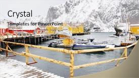  Presentation with norway - Slide set consisting of travel wales - nussfjord village lofoten islands norway background and a white colored foreground