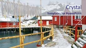  Presentation with norway - PPT theme with travel wales - nussfjord village lofoten islands norway background and a sky blue colored foreground