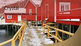  Presentation with village - Colorful slide set enhanced with travel wales - nussfjord village lofoten islands norway backdrop and a red colored foreground