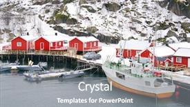  Presentation with norway - Audience pleasing PPT theme consisting of travel wales - nussfjord village lofoten islands norway backdrop and a gray colored foreground