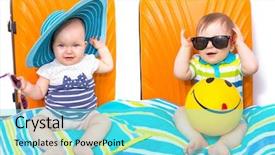  Presentation with luggage - Theme consisting of travel with orange luggage background and a cyan colored foreground