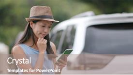  Presentation with rv travel rv motorhome - Colorful presentation enhanced with travel woman checking the destination backdrop and a coral colored foreground