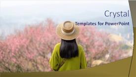  Presentation with sakura - Slide set with travel-woman-enjoy-the-sakura background and a sky blue colored foreground