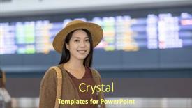  Presentation with airport - Presentation featuring travel-woman-go-traveling background and a tawny brown colored foreground