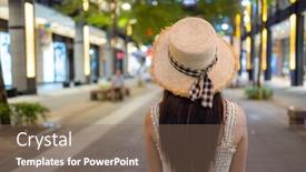  Presentation with travel - Presentation theme enhanced with travel-woman-go-xinyi-district background and a violet colored foreground