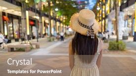  Presentation with night city - Slide set enhanced with travel-woman-go-xinyi-district background and a  colored foreground