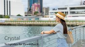  Presentation with look - Presentation theme consisting of travel-woman-look background and a  colored foreground