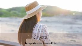  Presentation with look - Presentation design enhanced with travel-woman-look and a coral colored foreground