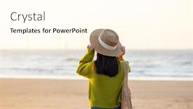  Presentation with turbine - Presentation design having travel-woman-look background and a cream colored foreground