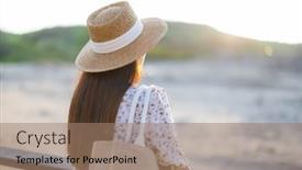  Presentation with look - PPT theme enhanced with travel-woman-look and a coral colored foreground