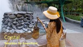  Presentation with hot spring - Slide set featuring travel-woman-put-a-basket background and a tawny brown colored foreground