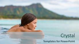  Presentation with luxury resort nature - Audience pleasing slide set consisting of travel woman relaxing in infinity backdrop and a lemonade colored foreground