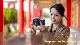  Presentation with chinese temple - Slides having travel-woman-use-digital-camera background and a tawny brown colored foreground