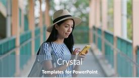  Presentation with find - Presentation theme consisting of travel-woman-use-of-mobile background and a seafoam green colored foreground