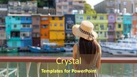  Presentation with travel - Presentation design with travel-woman-visit-colorful-zhengbin background and a tawny brown colored foreground