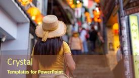  Presentation with taipei - Theme enhanced with travel-woman-visit-jiufen background and a  colored foreground