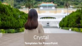  Presentation with travel - Slides consisting of travel-woman-visit-national-palace background and a gray colored foreground