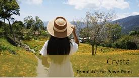  Presentation with lily flower - Presentation design with travel-woman-visit-orange-day background and a gold colored foreground