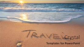  Presentation with nature design - Slide set consisting of travel-word-on-the-sea background and a coral colored foreground