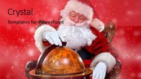  Presentation with space time - Colorful slide deck enhanced with travel world - christmas tourist trip concept santa backdrop and a red colored foreground