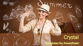  Presentation with hand drawn cartoon of sports - Colorful presentation theme enhanced with travel world - happy tourist with hand drawn backdrop and a red colored foreground