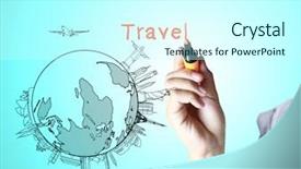  Presentation with whiteboard - Theme featuring travel writing - drawing the air background and a cool aqua colored foreground