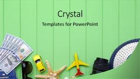  Presentation with traveler - Presentation theme consisting of traveler accessories on green wood background and a mint green colored foreground