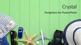  Presentation with green and wood - Slide deck enhanced with traveler accessories on green wood background and a mint green colored foreground
