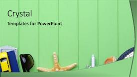  Presentation with green and wood - Slide deck having traveler accessories on green wood background and a mint green colored foreground
