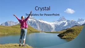  Presentation with traveler - PPT layouts enhanced with traveler against alpine scenery jungfrau region switzerland background and a light blue colored foreground