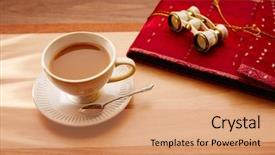  Presentation with milk tea - Colorful PPT theme enhanced with traveler coffee or milk tea backdrop and a coral colored foreground