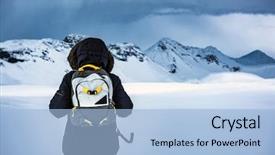  Presentation with winter landscape winter tree - PPT theme with traveler enjoying winter landscape rear background and a light blue colored foreground