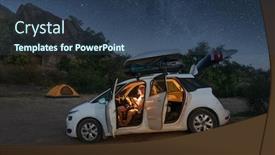  Presentation with adventure - Amazing presentation design having traveler-examines-a-map backdrop and a ocean colored foreground