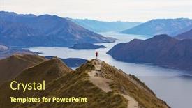  Presentation with new zealand - Presentation theme consisting of traveler-hiking-in-roys-peak background and a tawny brown colored foreground