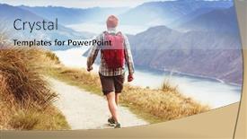  Presentation with new zealand - Colorful theme enhanced with traveler-hiking-in-roys-peak backdrop and a light blue colored foreground