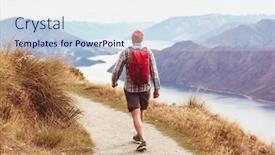  Presentation with new zealand - Slide set featuring traveler-hiking-in-roys-peak background and a sky blue colored foreground