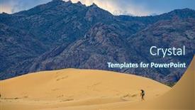  Presentation with sand dunes - Beautiful presentation theme featuring traveler-in-the-desert-hiking backdrop and a ocean colored foreground