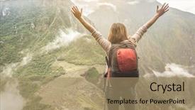  Presentation with traveler - PPT layouts having traveler is happy about see background and a coral colored foreground