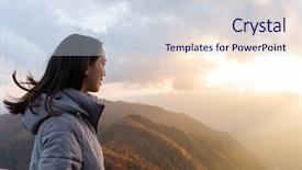  Presentation with traveler - Amazing theme having traveler looking mount hangetsuyama during sunset backdrop and a sky blue colored foreground