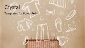  Presentation with luggage - Amazing presentation having traveler luggage with hand drawn clothes and icons on grungy background backdrop and a lemonade colored foreground