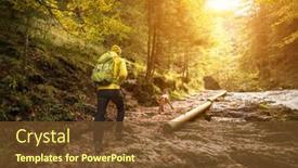  Presentation with health balance - Colorful theme enhanced with traveler-man-trekker backdrop and a tawny brown colored foreground