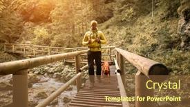  Presentation with health balance - Presentation theme featuring traveler-man-trekker background and a tawny brown colored foreground