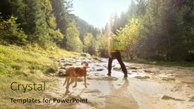  Presentation with health balance - Slide set having traveler-man-trekker background and a coral colored foreground
