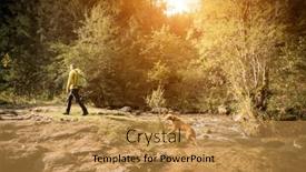  Presentation with health balance - Audience pleasing slide deck consisting of traveler-man-trekker backdrop and a gold colored foreground